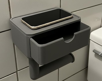 Porta rotolo di carta igienica, porta carta igienica, supporto per telefono, scaffale da bagno, porta fazzoletti 2 in 1