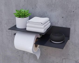 Soporte para papel higiénico con estante, soporte de pared para rollo de papel higiénico, accesorio de baño impreso en 3D