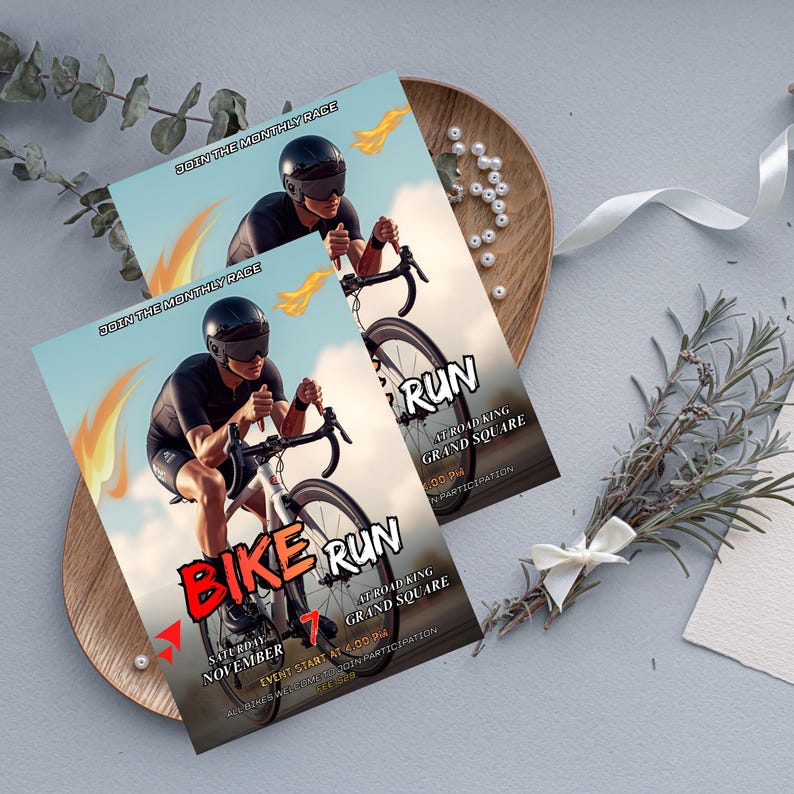 Editable Bike Race Flyer Template | Canva Customizable Sports Flyer ...
