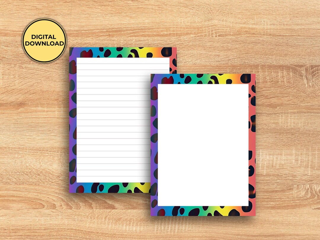 Rainbow Leopard Writing Paper Lined & Unlined , Animal Print Journal ...