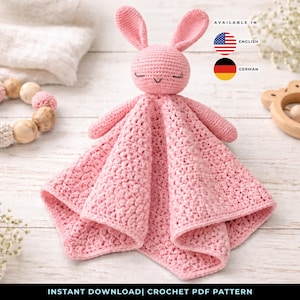 Crochet Bunny Security Blanket Pattern | Beginner Lovey PDF (English/German)