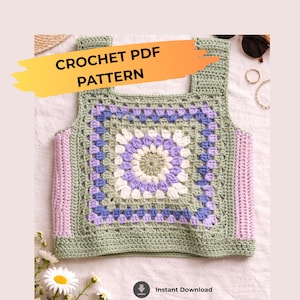 Granny Square Crochet Summer Tank Top Pattern | Boho Floral Summer Shirt| Willow Style(PDF Download)