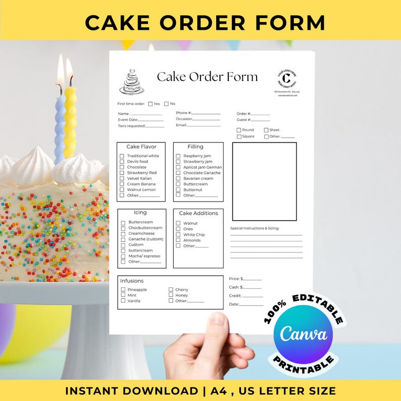 Cake order form template