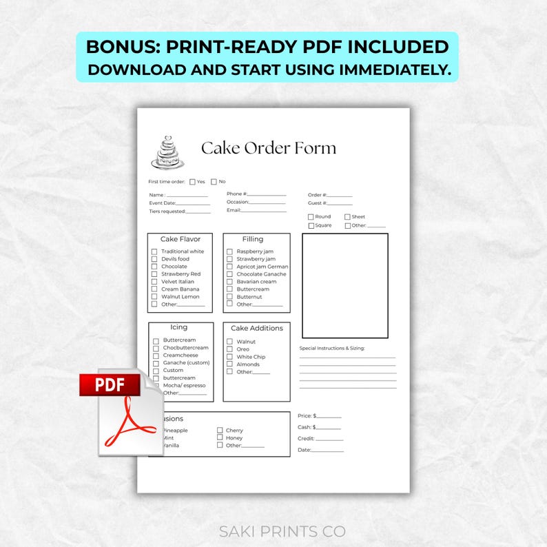 Cake order form pdf