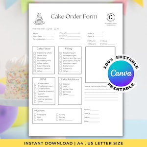 Cake order form template