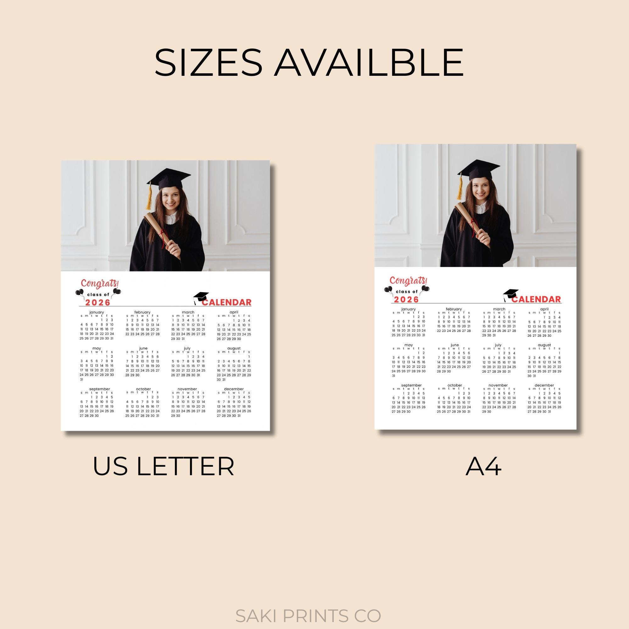 Graduation Callender Editable Graduation Photo Calendar 2026 | Custom Senior Memory (digital ...