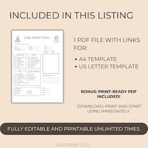 Cake order form template