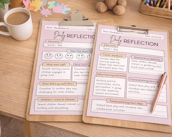 Daily Reflection Sheets for Educators | Childcare, Preschool & Early Learning Printable Forms