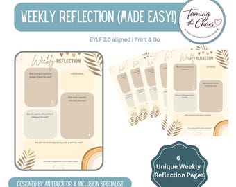 Educator Weekly Reflection Template | EYLF Aligned, Wellbeing Focused (Digital Download)