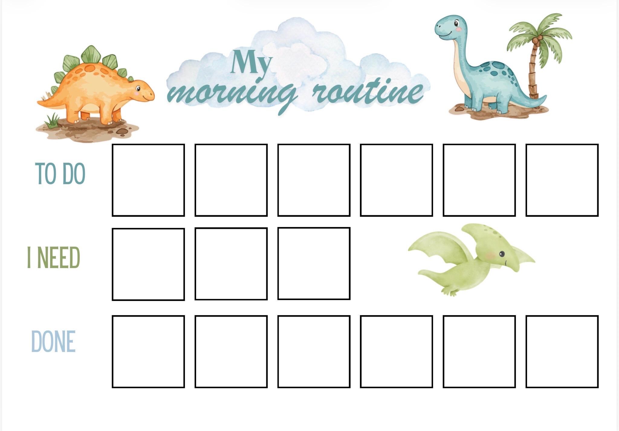 Dinosaur Routine Chart for Kids | Visual Schedule, Autism ADHD Support ...