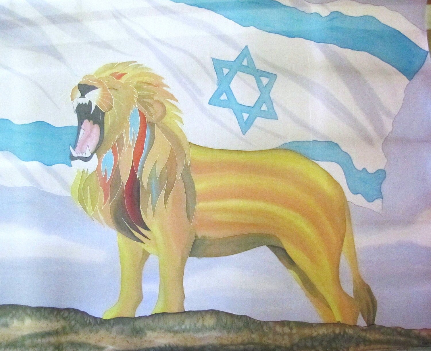 Lowe Von Juda Brullt Uber Israel Handgemalte Seide Anbetung Etsy