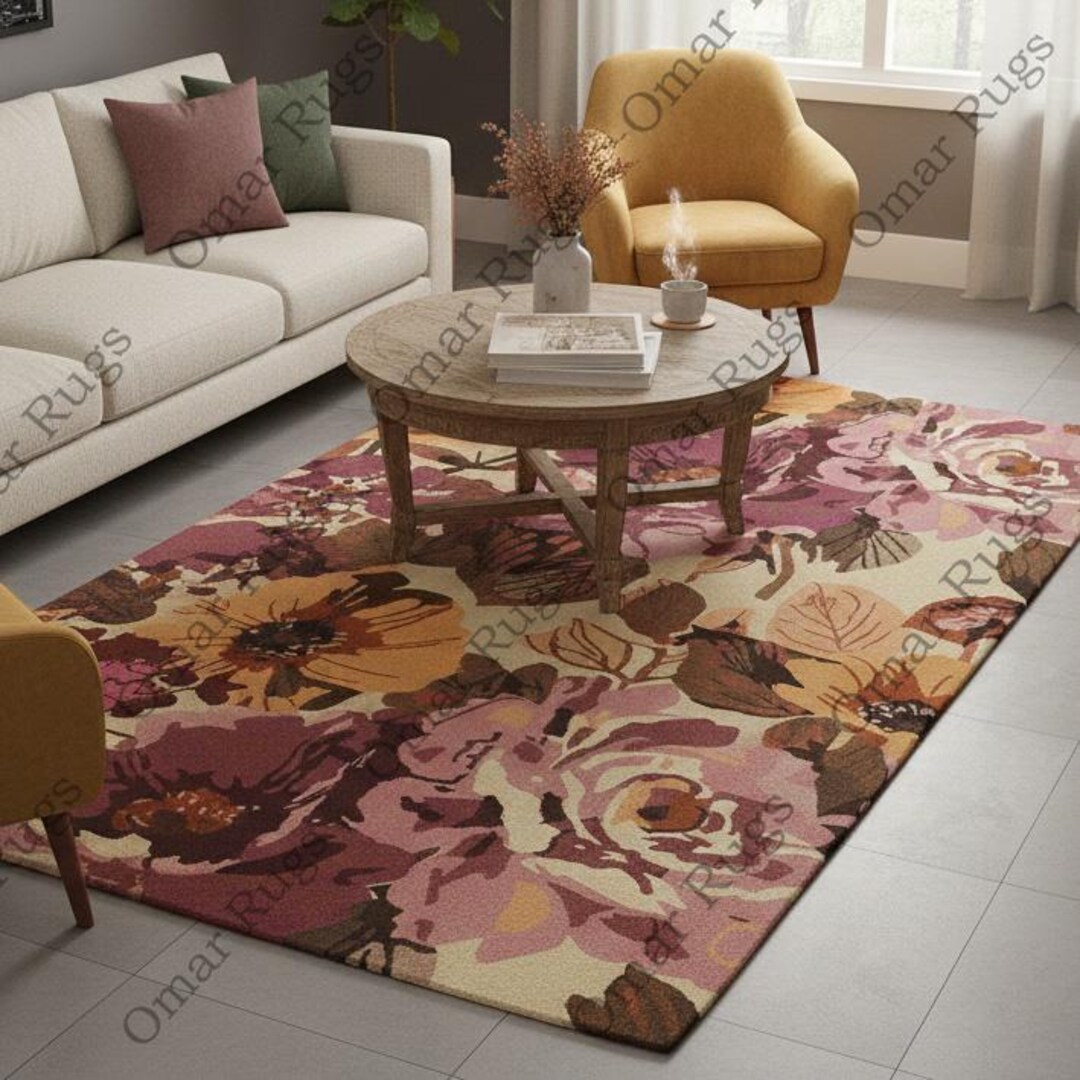 Hand Tufted Wool Rug | Floral Wildflower Design - Etsy