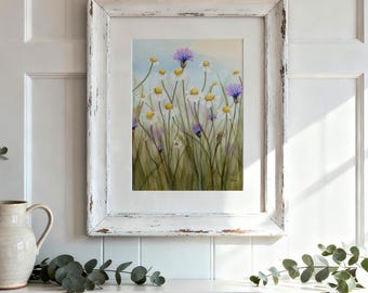 Chamomile Sky | Botanical Wall Art | Wildflower Meadow Watercolor Print