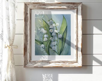 Lily of the Valley | Botanical Wall Art | White Flower Watercolor Print