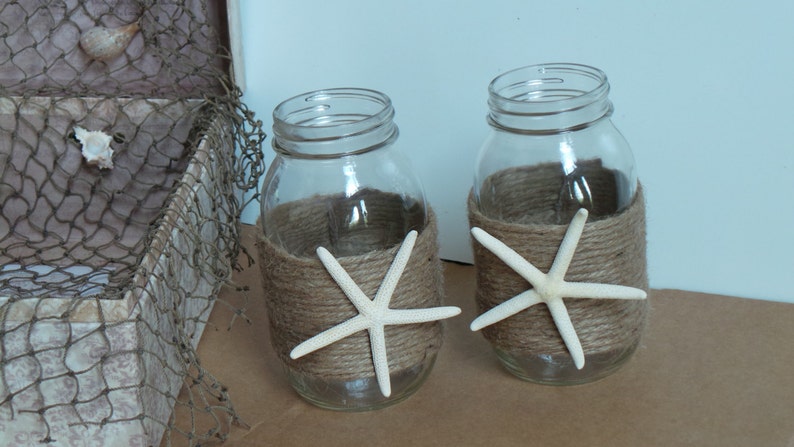 Beach Wedding Decor Mason Jar Bridal Shower Decorating 2 Etsy