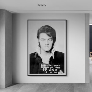 Elvis Presley Mugshot | Large Print Wall Decor | Canvas or Print | Framed /Unframed