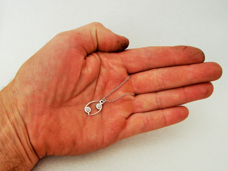 White Opal Sterling Silver Horoscope Pendant Zodiac Sign Symbol of CANCER
