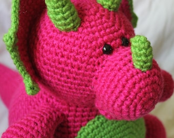 Tina the Triceratops - Amigurumi Plush Crochet PATTERN ONLY (PDF)