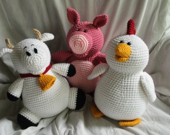 Barnyard Trio Pattern Bundle - Amigurumi Plush Croceht PATTERN ONLY (PDF)