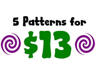5 for 13 Pattern Bundle - Amigurumi Plush Crochet PATTERNS ONLY (PDF)