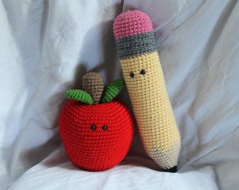 Alice the Apple and Penny the Pencil - Amigurumi Plush PATTERN ONLY (PDF)