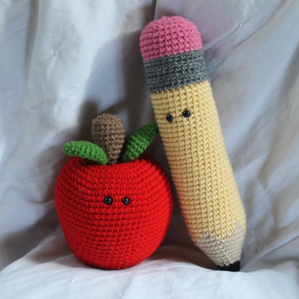 Alice the Apple and Penny the Pencil - Amigurumi Plush PATTERN ONLY (PDF)