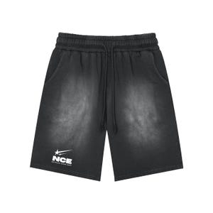 Rectangle Patch Monkey Washed Shorts