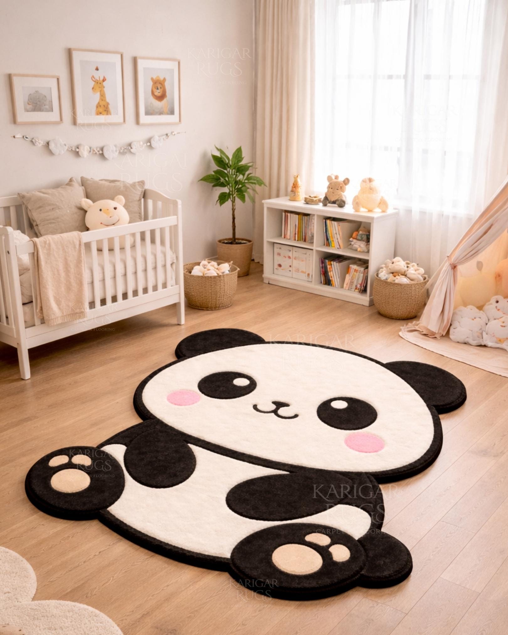 Real Panda Rug Hand Tufted Panda Rug, Cute Cartoon Panda Shaped Rug, Kids Nursery Room ...