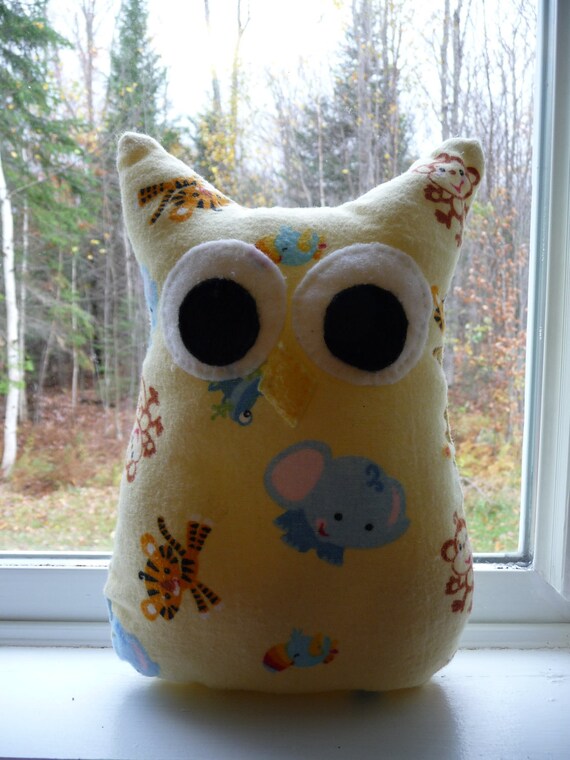 Items similar to Stuffed Toy Owl Yellow Cotton Plush Stuffed Owl