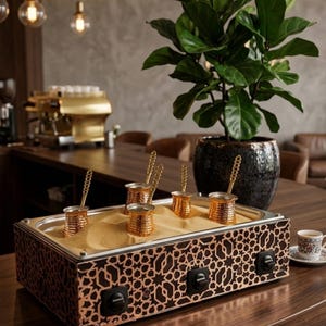 電動銅製砂入りコーヒーマシン、本格的な砂入りコーヒーマシン、特大サイズの銅製トルココーヒーメーカー、110V～220Vユニバーサル電圧対応