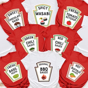 Condiment Shirt Group Halloween Costume, Condiment Shirts Food Costume, Matching Condiment Halloween Costume Party, Condiments Shirts