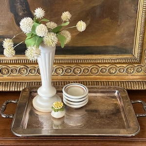 Vintage Silver Tone Serving Tray, Decorative Handled Tray, Retro Tabletop Decor, Vintage Entertaining Tray
