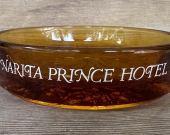 Vintage Narita Prince Hotel Amber Glass Aschenbecher | Retro Japan Trinket Teller | Mid Century Hotel Souvenir Dekor