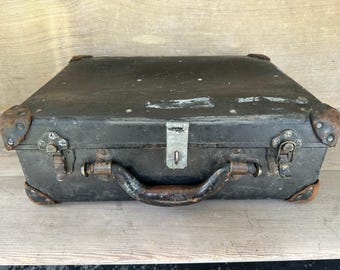 Vintage Utility Tool Box – Industrial Lineman Suitcase, Mid-Century Hardboard Storage, Rustic Decor Trunk