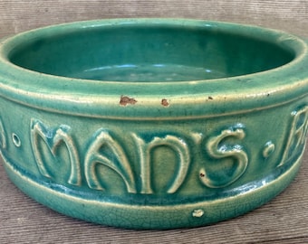 Antique McCoy “To Man’s Best Friend His Dog” Bowl | Vintage Turquoise Dog Dish | Rare Art Pottery Pet Bowl