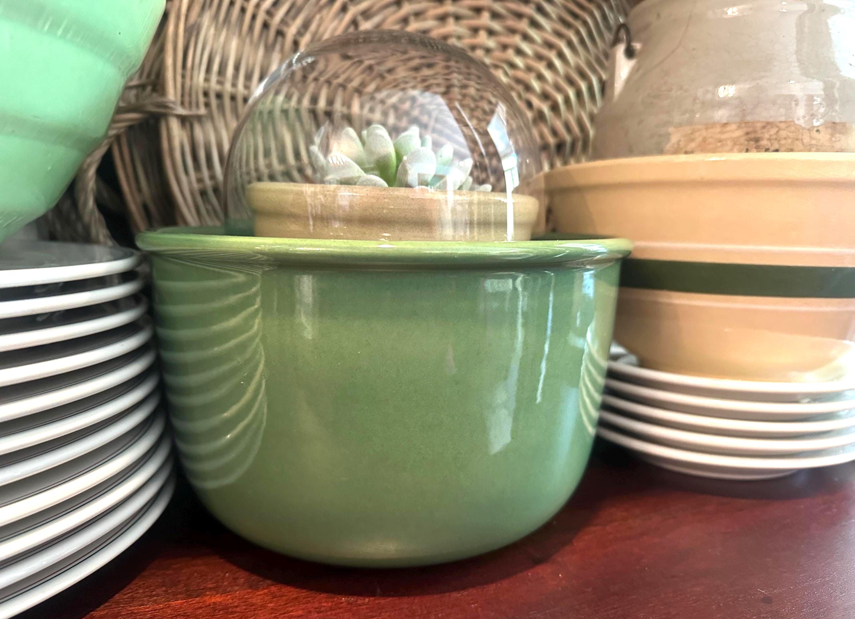 Vintage Bauer Green Mixing Bowl #18 California Pottery Farmhouse