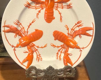 Vintage Japanese MCM Lobster Plate Mid Century Seafood Serving Platter Coastal Decor