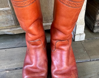 Vintage Frye Campus Leather Cowboy Boots 9.5 D USA Western Pull-On