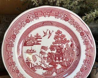 Vintage Spode Red Willow Scalloped Plate – 7 1/2" English Transferware – Red  White China – Bread And Butter Plate