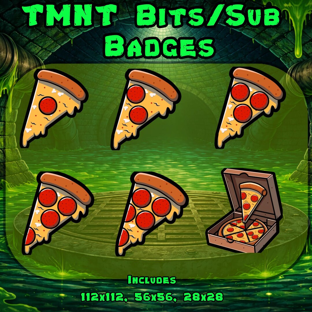 TMNT Pizza Sub Badges – Twitch Subscriber & Bit Badges – Ninja Turtle ...