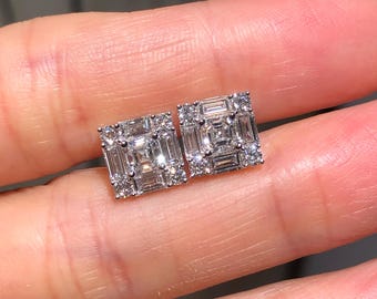 10k Solid Gold Sugar Earring Lab Grown Diamond Stud Earrings Gift for her 1.58Ctw