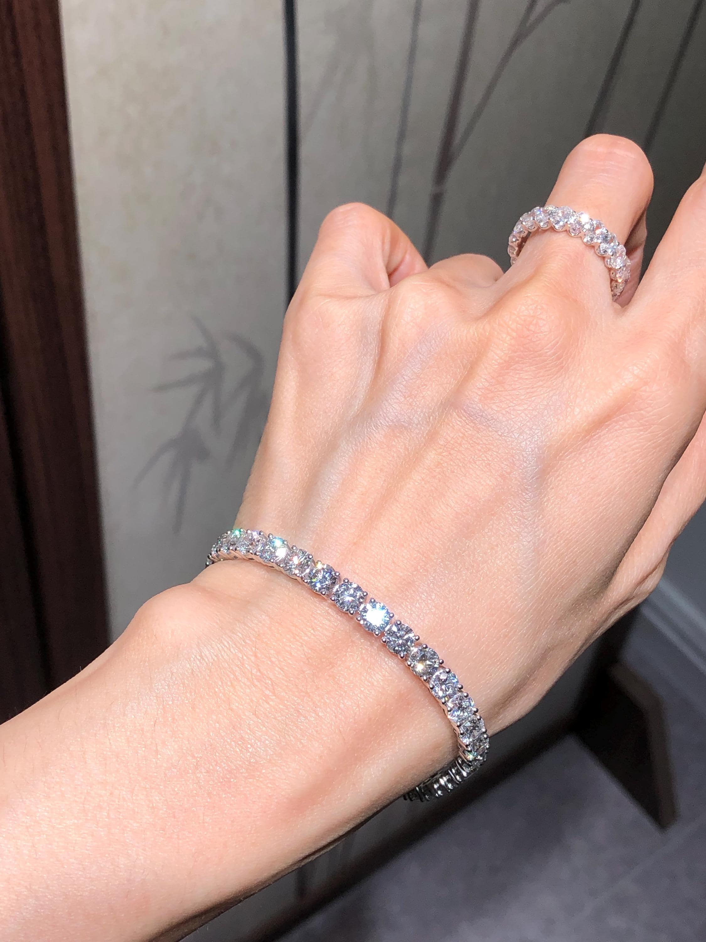 PT900 With 14.38ct Lab Grown Diamond Tennis Bracelet Stackable
