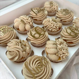 Personalised Happy Birthday, Name & Age Cupcake Toppers | 6 Cake Toppers | Shiny or Glitter Cardstock