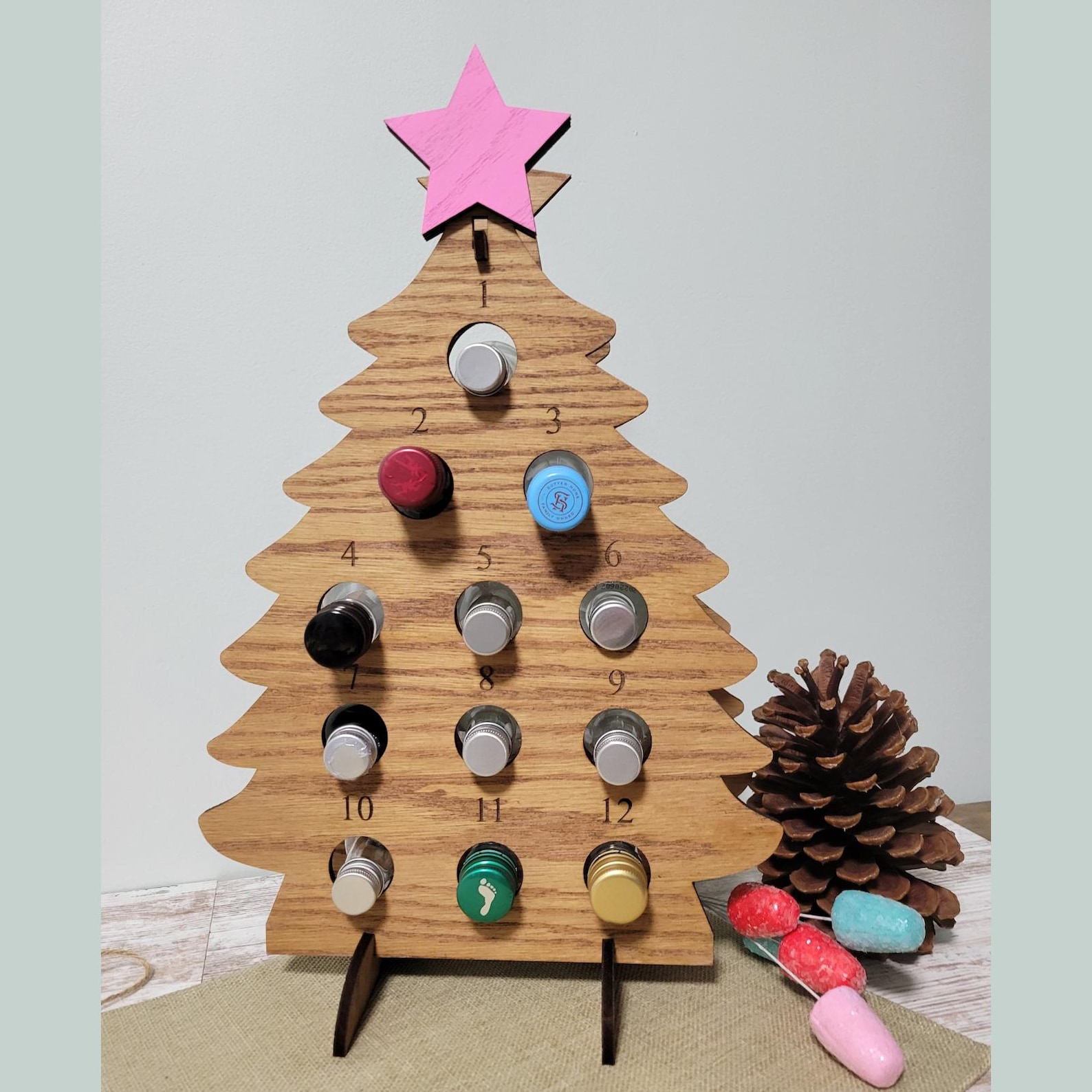 OHO 12 Days of Christmas Countdown Advent Calendar for mini wine bottles
