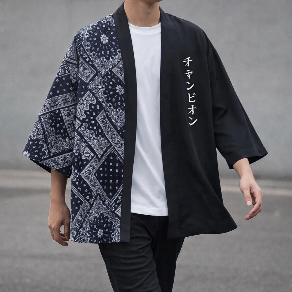 Men Kimono Cardigan | Japanese Style Open Jacket | Casual Summer Yukata Top | Printed Haori Cosplay