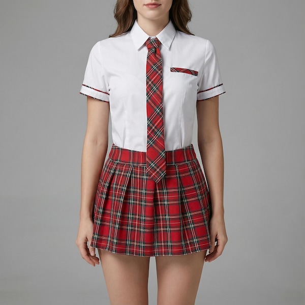 Schoolgirl Costume Set With Garter Straps - Fantasy Roleplay Ready