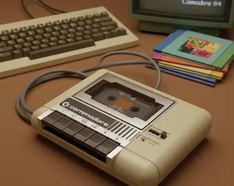 Commodore 1530 C2N Datasette con scatola e manuale tedesco – Pezzo da collezione di computer retrò degli anni '80