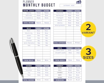 Monthly Paycheck Budget Expense Tracker | Printable Monthly Budget Planner Financial Templates | Instant Download Budgeting Sheets PDF
