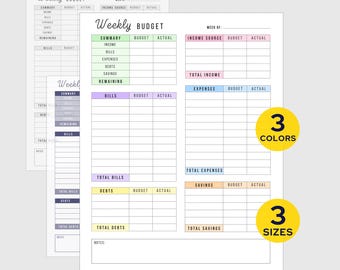 Printable Weekly Budget Planner Template | Simple Expense Tracking PDF Download | Weekly Money Organizer Sheet
