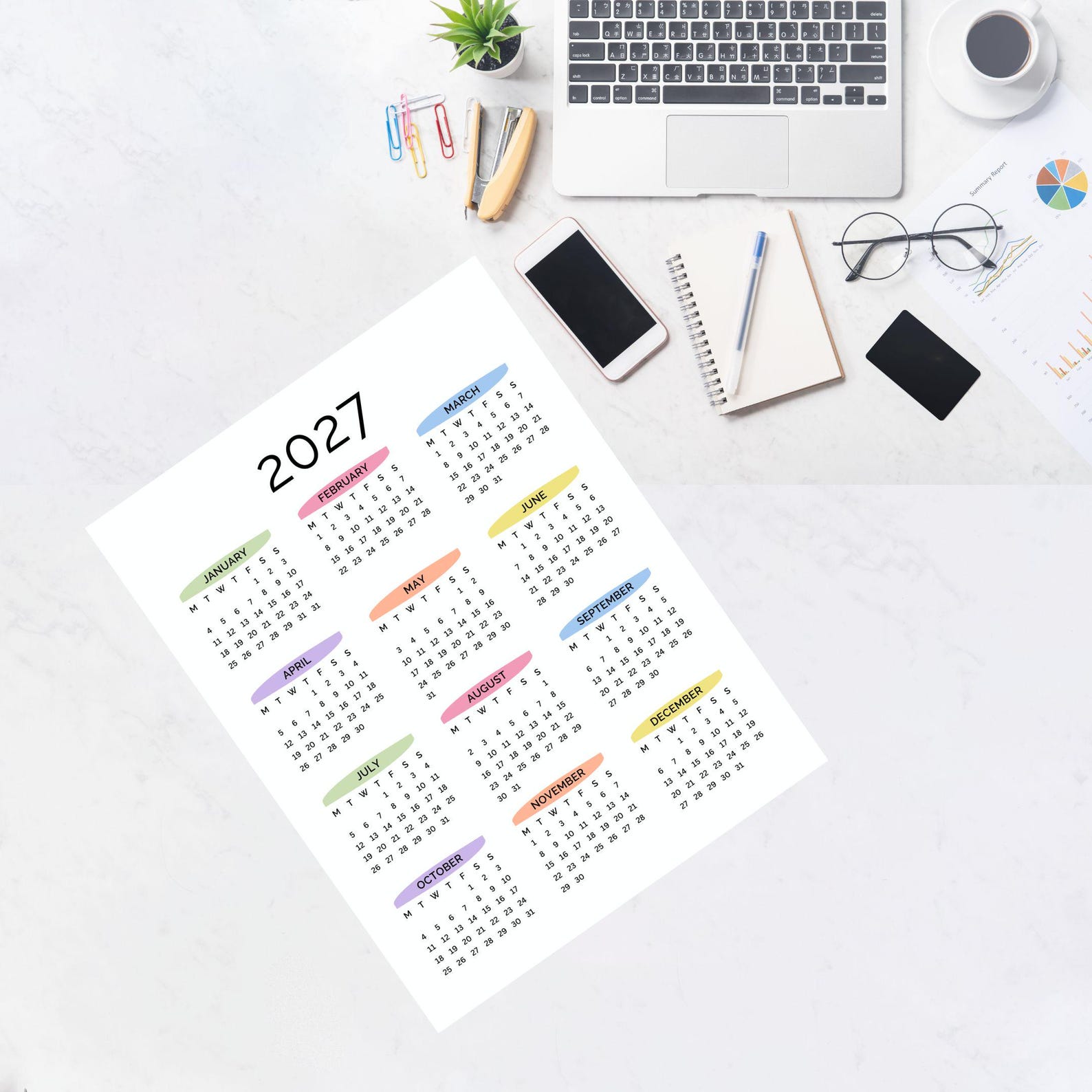 2027 Yearly Calendar Printable One Page | Full Year at a Glance